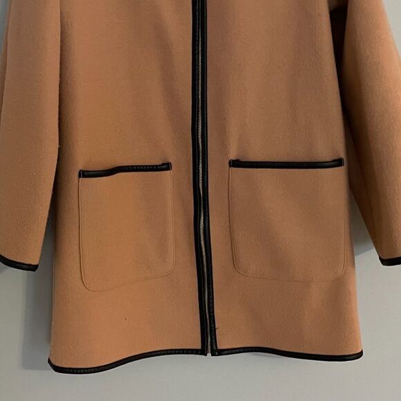 Marc New York Lightweight Camel Coat Faux Leather Trim, Oversized Fit, XS - Picture 4 of 13